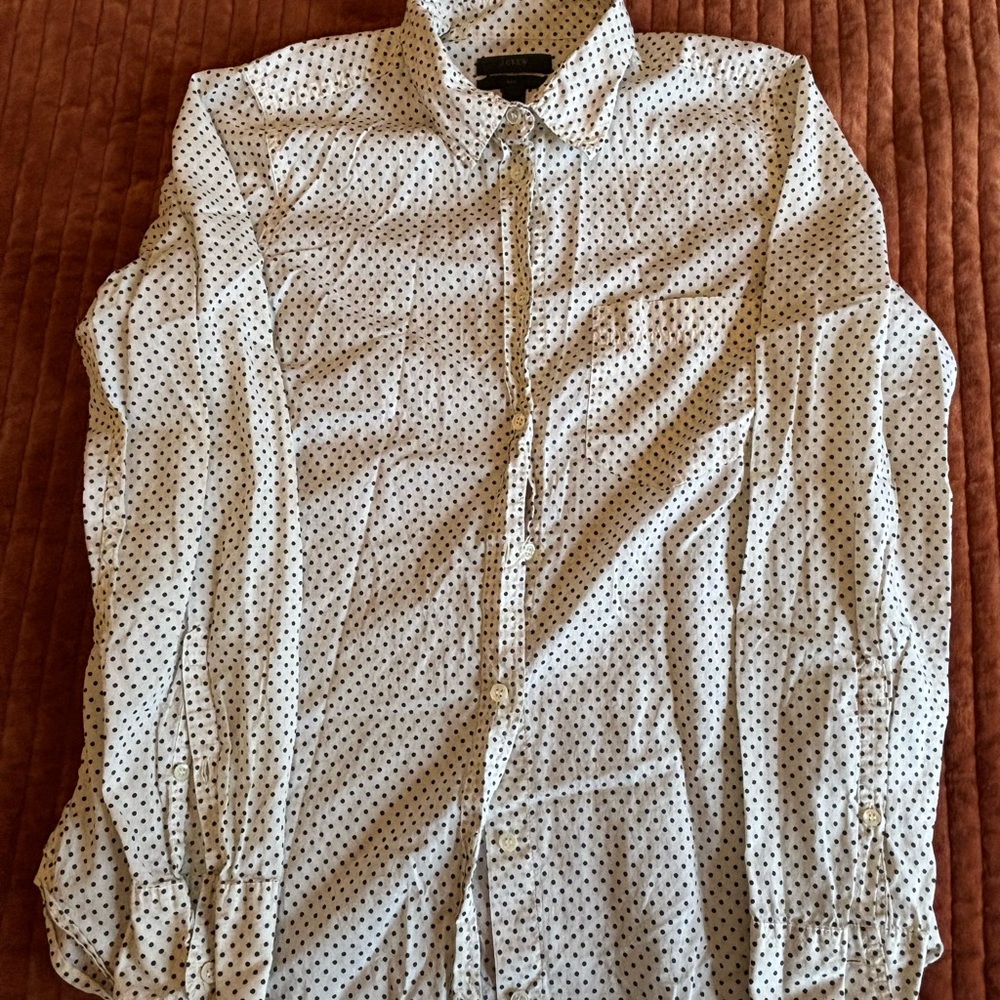 White Polka Dot Button down Jcrew